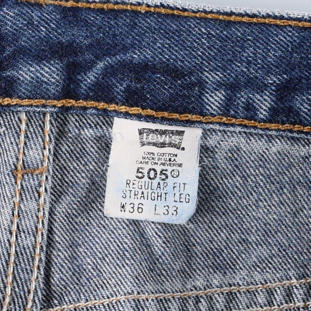 2000'S Levi's 505 Regular Fit Straight Leg Tapered Denim Pants, Made in USA, Men's W36 (approx.), Wide Leg Pants cotton blue type Vintage Second Hand