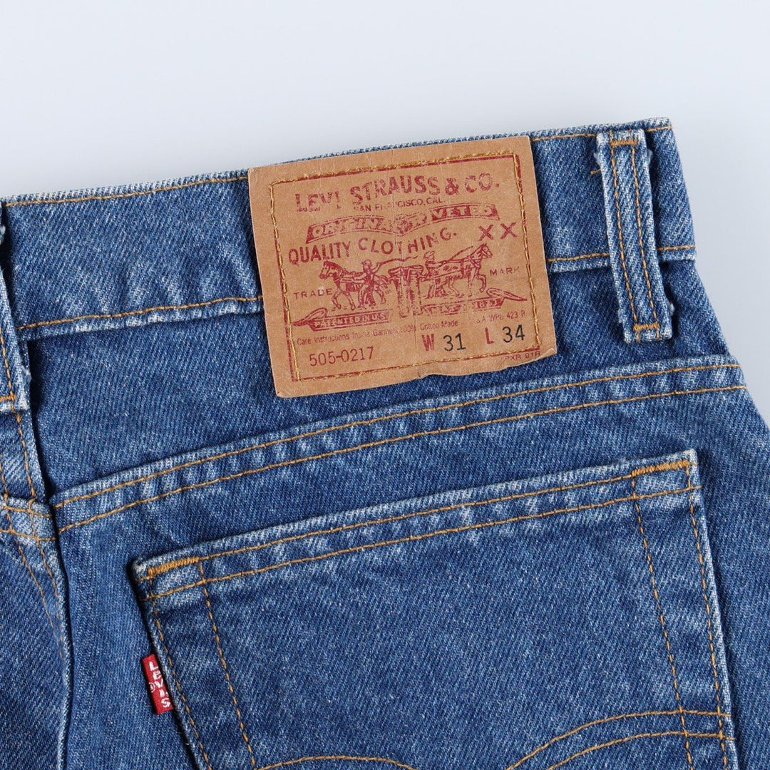 90'S Levi's 505-0217 Tapered Denim Pants, Made in USA, Men's, Size W31, Vintage cotton blue type Vintage Second Hand