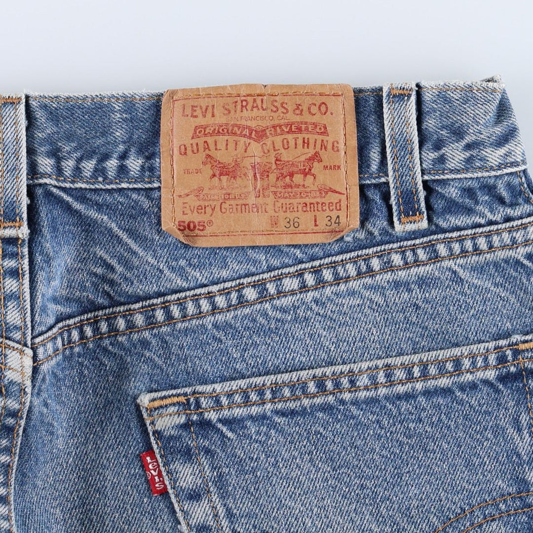 00'S Levi's 505 REGULAR FIT STRAIGHT LEG tapered denim pants made in USA, men's size w34 cotton blue type Vintage Second Hand