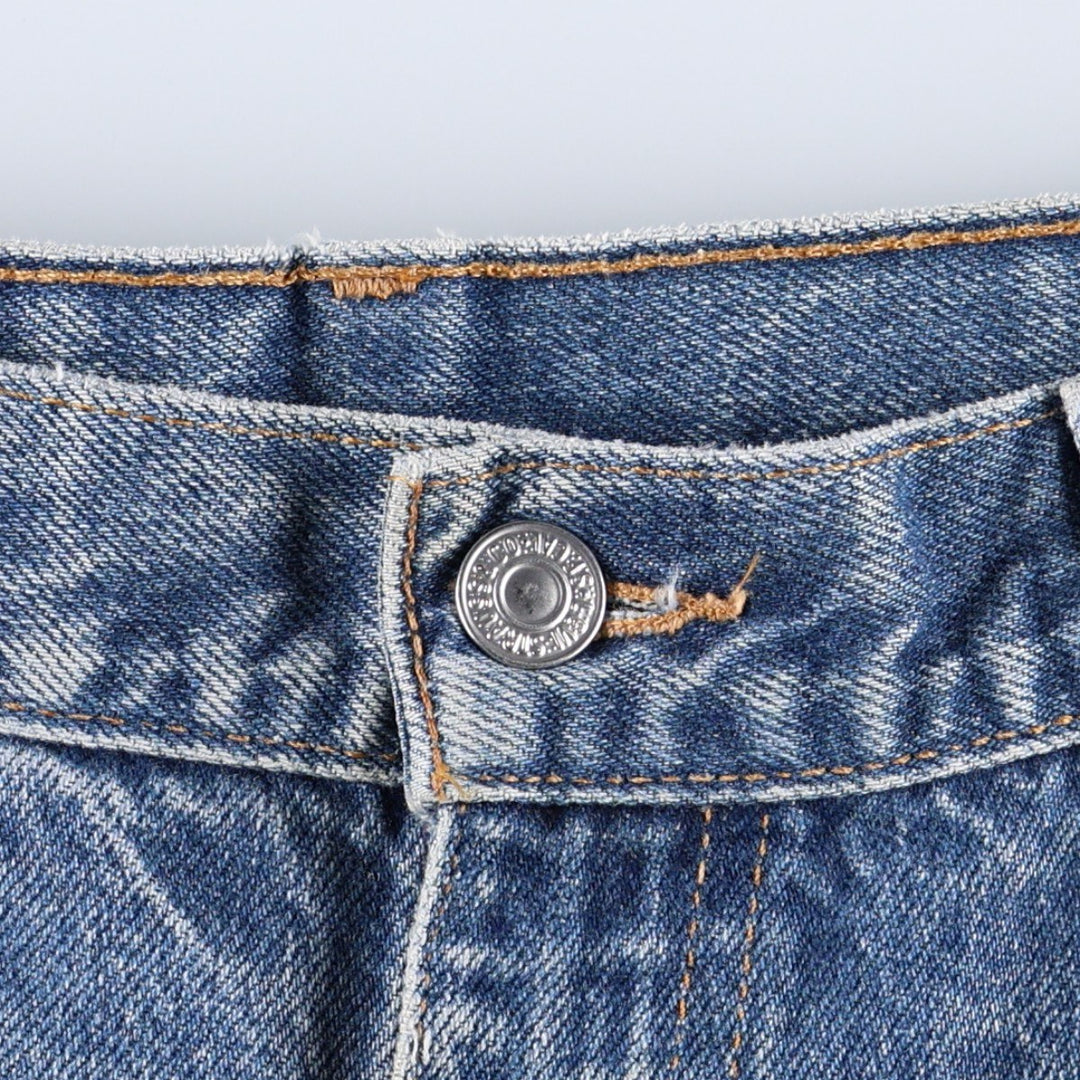 00'S Levi's 505 REGULAR FIT STRAIGHT LEG tapered denim pants made in USA, men's size w34 cotton blue type Vintage Second Hand