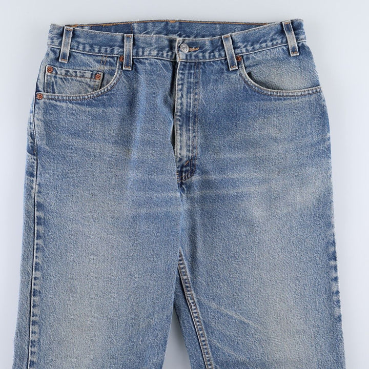 00'S Levi's 505 REGULAR FIT STRAIGHT LEG tapered denim pants made in USA, men's size w34 cotton blue type Vintage Second Hand