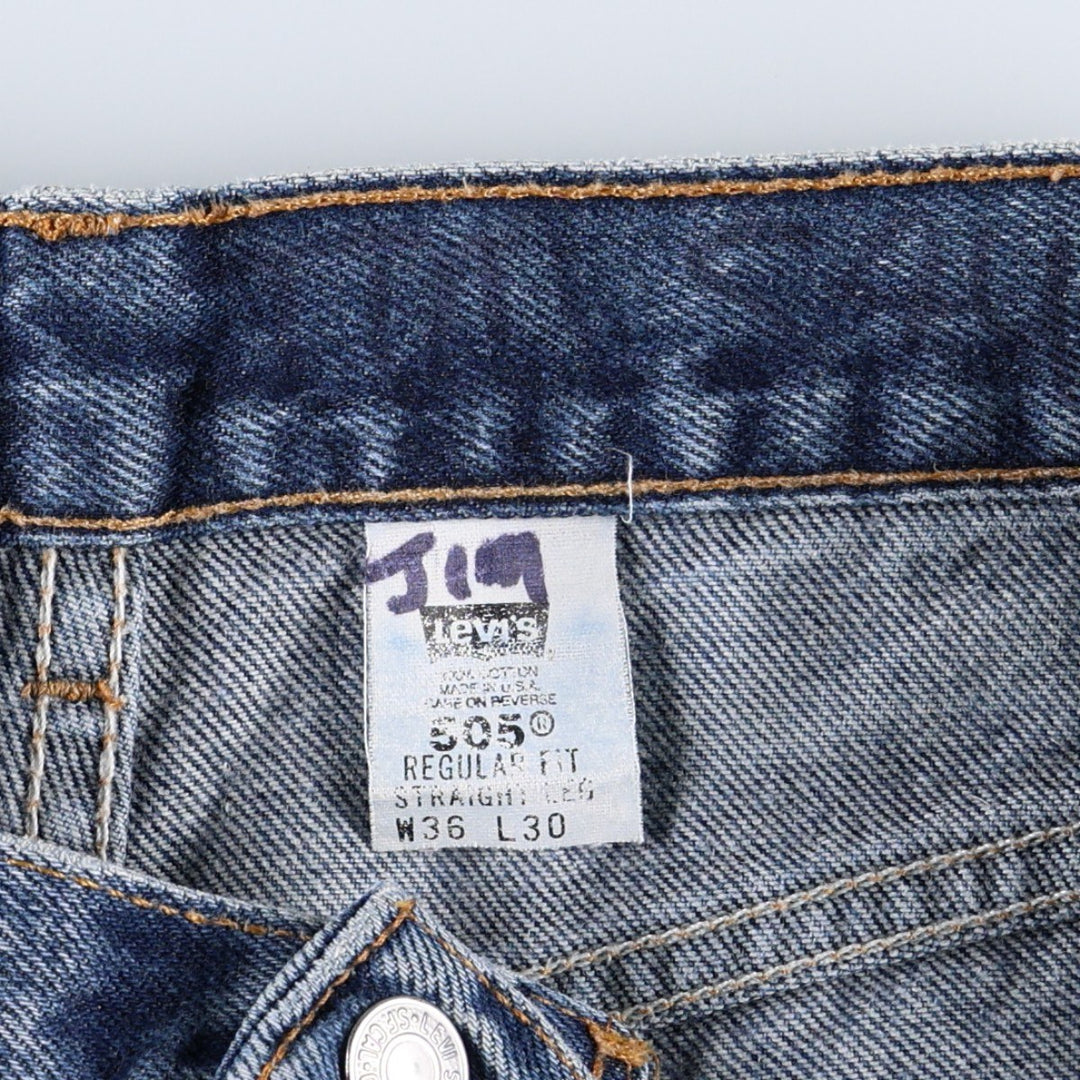 00'S Levi's 505 REGULAR FIT STRAIGHT LEG tapered denim pants made in USA, men's w36 equivalent cotton blue type Vintage Second Hand