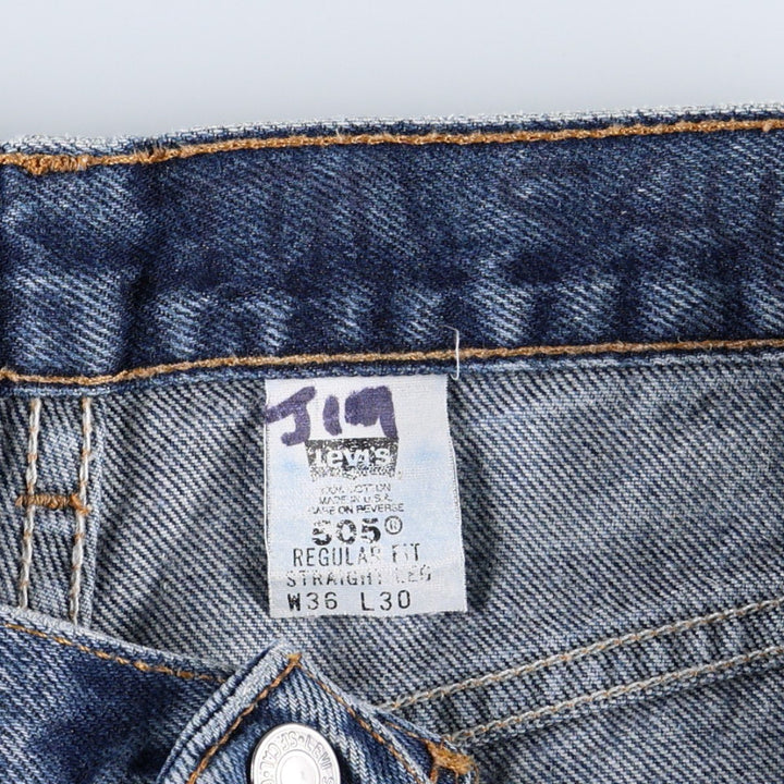 00'S Levi's 505 REGULAR FIT STRAIGHT LEG tapered denim pants made in USA, men's w36 equivalent cotton blue type Vintage Second Hand