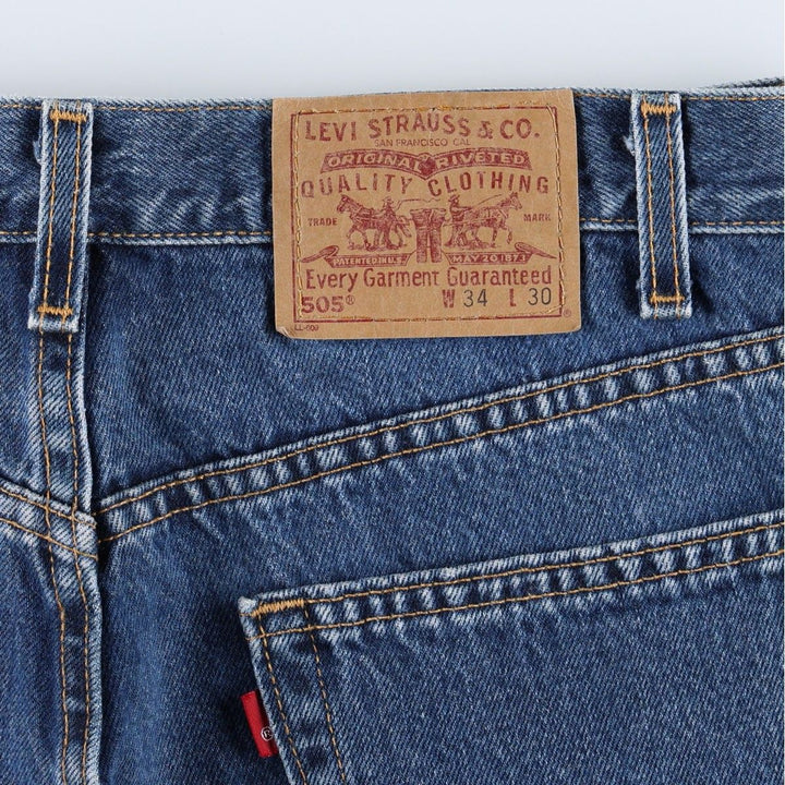 00'S Levi's 505 REGULAR FIT STRAIGHT LEG tapered denim pants made in USA, men's w35 equivalent cotton blue type Vintage Second Hand