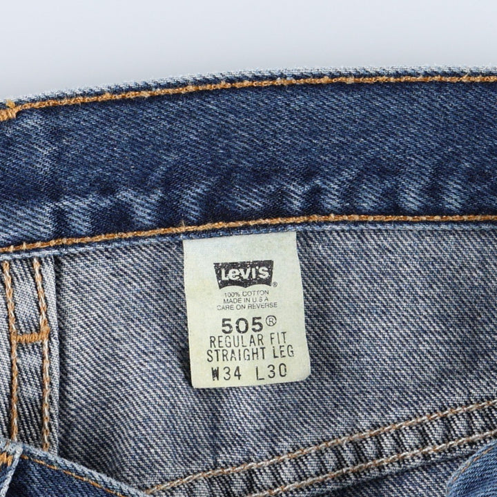 00'S Levi's 505 REGULAR FIT STRAIGHT LEG tapered denim pants made in USA, men's w35 equivalent cotton blue type Vintage Second Hand