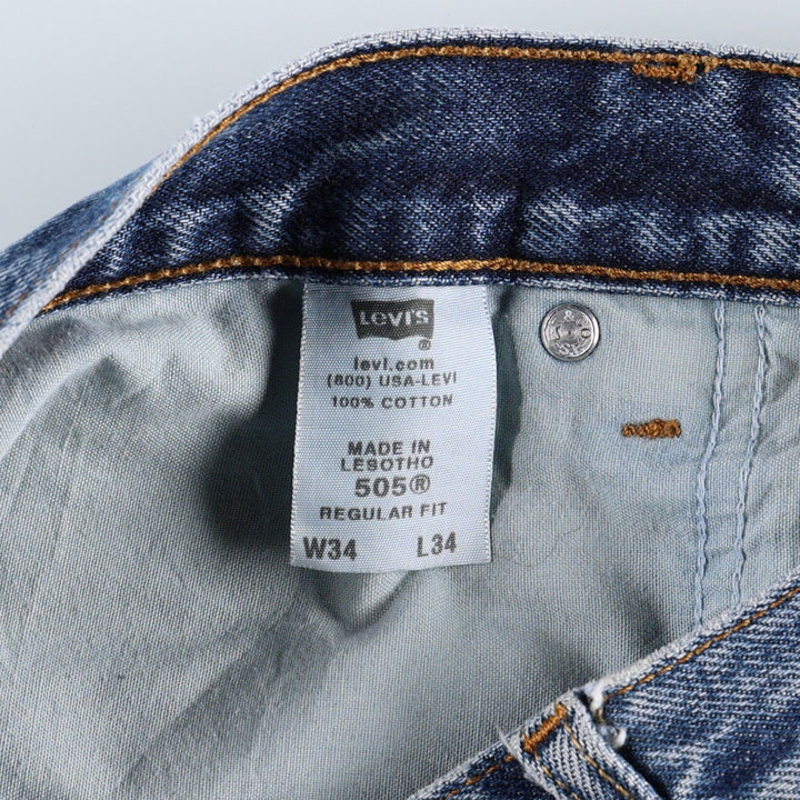 00'S Levi's 505 REGULAR FIT tapered denim pants for men, size w35 cotton blue type Vintage Second Hand