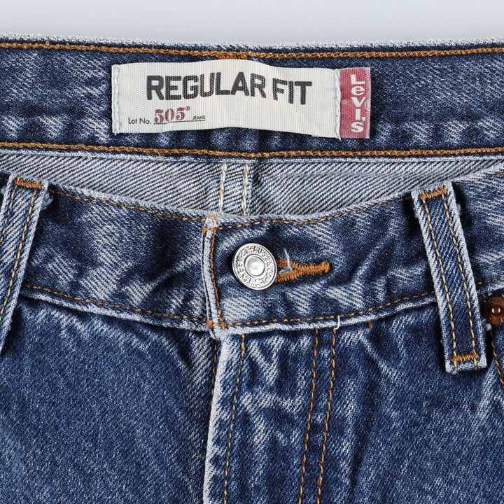 00'S Levi's 505 REGULAR FIT tapered denim pants for men, size w35 cotton blue type Vintage Second Hand