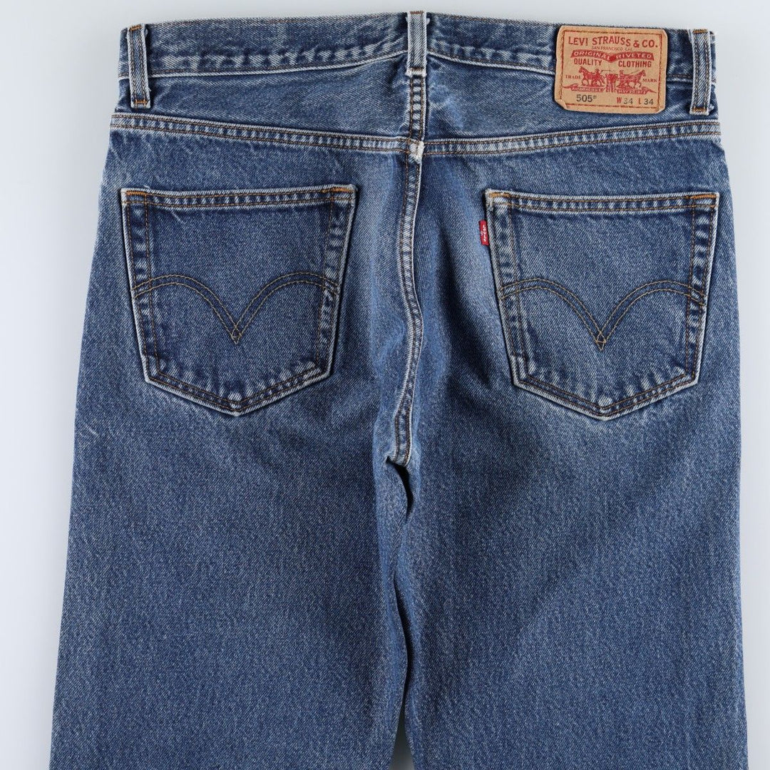 00'S Levi's 505 REGULAR FIT tapered denim pants for men, size w35 cotton blue type Vintage Second Hand