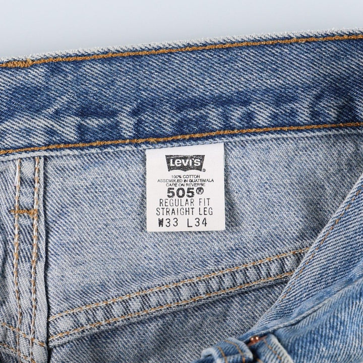 1990'S Levi's 505 Regular Fit Straight Leg Men's Size W32 (approx.) Vintage cotton blue type Vintage Second Hand