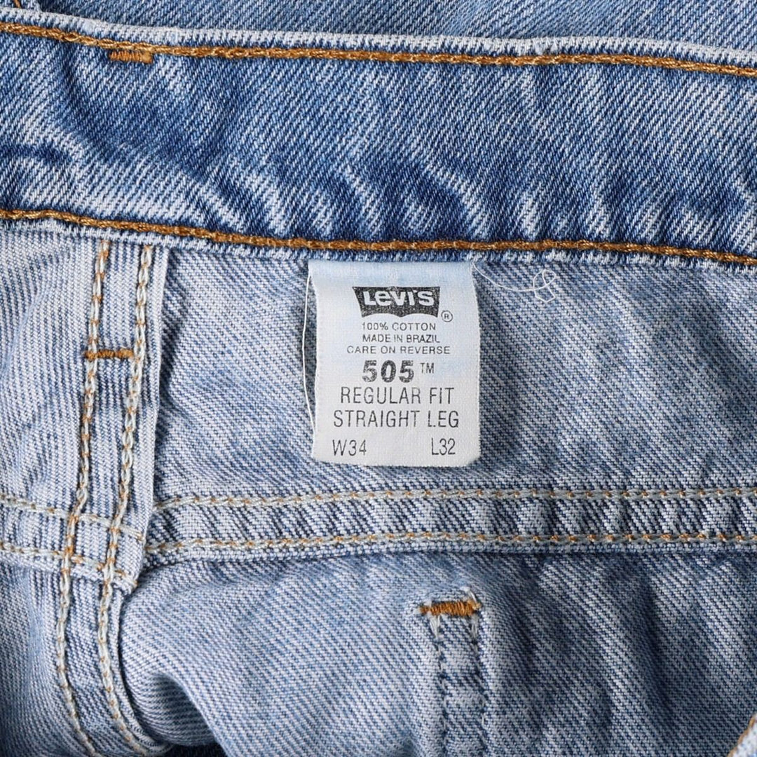 1990'S Levi's 505 Regular Fit Straight Leg Orange Tab Tapered Denim Pants, Men's Size W33 (approx.) cotton blue type Vintage Second Hand