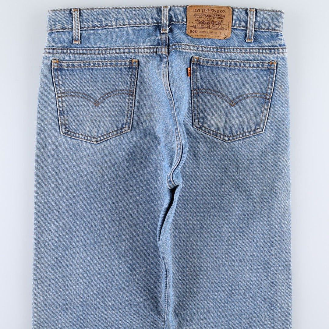 1990'S Levi's 505 Regular Fit Straight Leg Orange Tab Tapered Denim Pants, Men's Size W33 (approx.) cotton blue type Vintage Second Hand