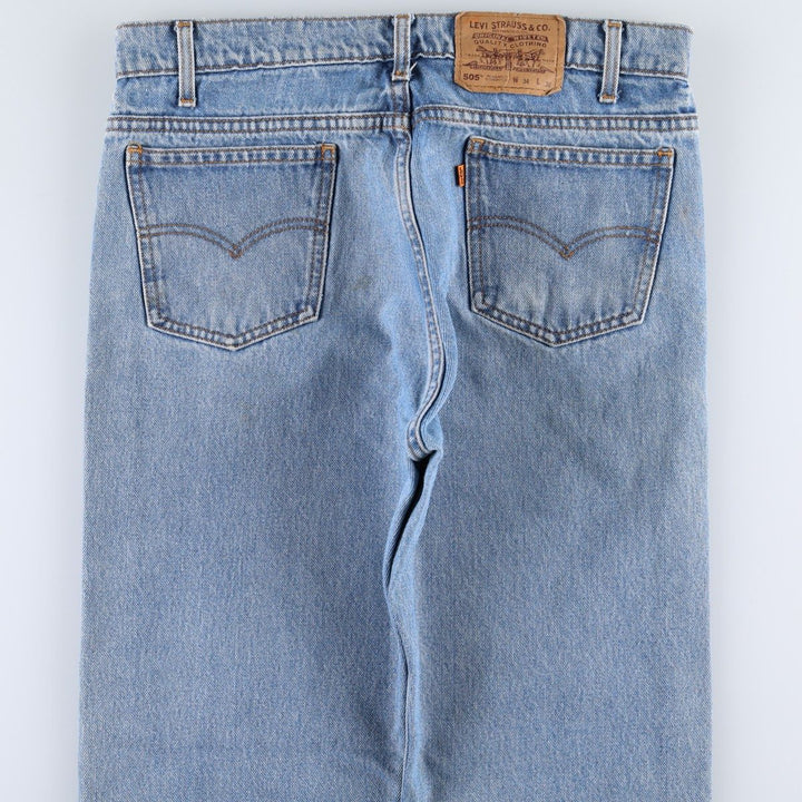 1990'S Levi's 505 Regular Fit Straight Leg Orange Tab Tapered Denim Pants, Men's Size W33 (approx.) cotton blue type Vintage Second Hand