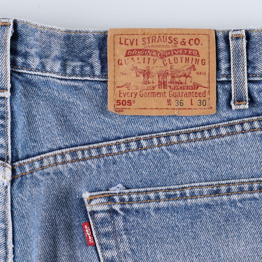 00'S Levi's 505 REGULAR FIT STRAIGHT LEG tapered denim pants for men, size w35 cotton blue type Vintage Second Hand