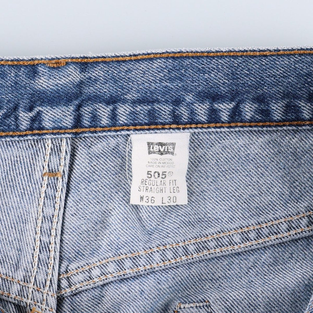 00'S Levi's 505 REGULAR FIT STRAIGHT LEG tapered denim pants for men, size w35 cotton blue type Vintage Second Hand