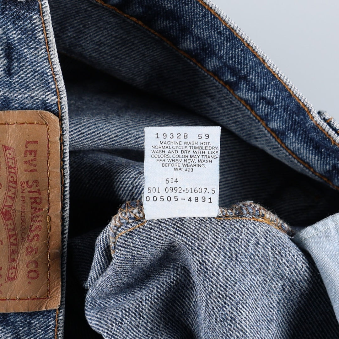 90'S Levi's 505-4891 Tapered Denim Pants, Made in USA, Men's, Size 36, Vintage cotton blue type Vintage Second Hand