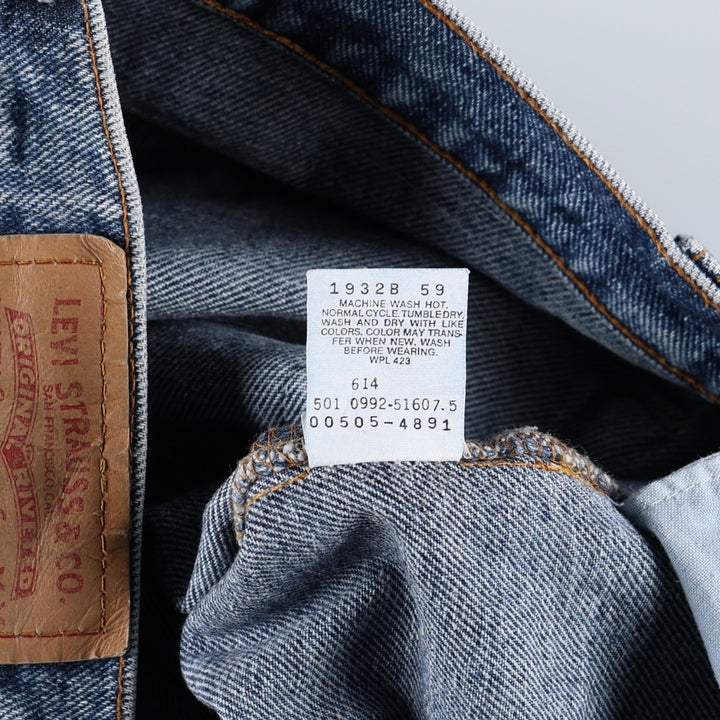 90'S Levi's 505-4891 Tapered Denim Pants, Made in USA, Men's, Size 36, Vintage cotton blue type Vintage Second Hand