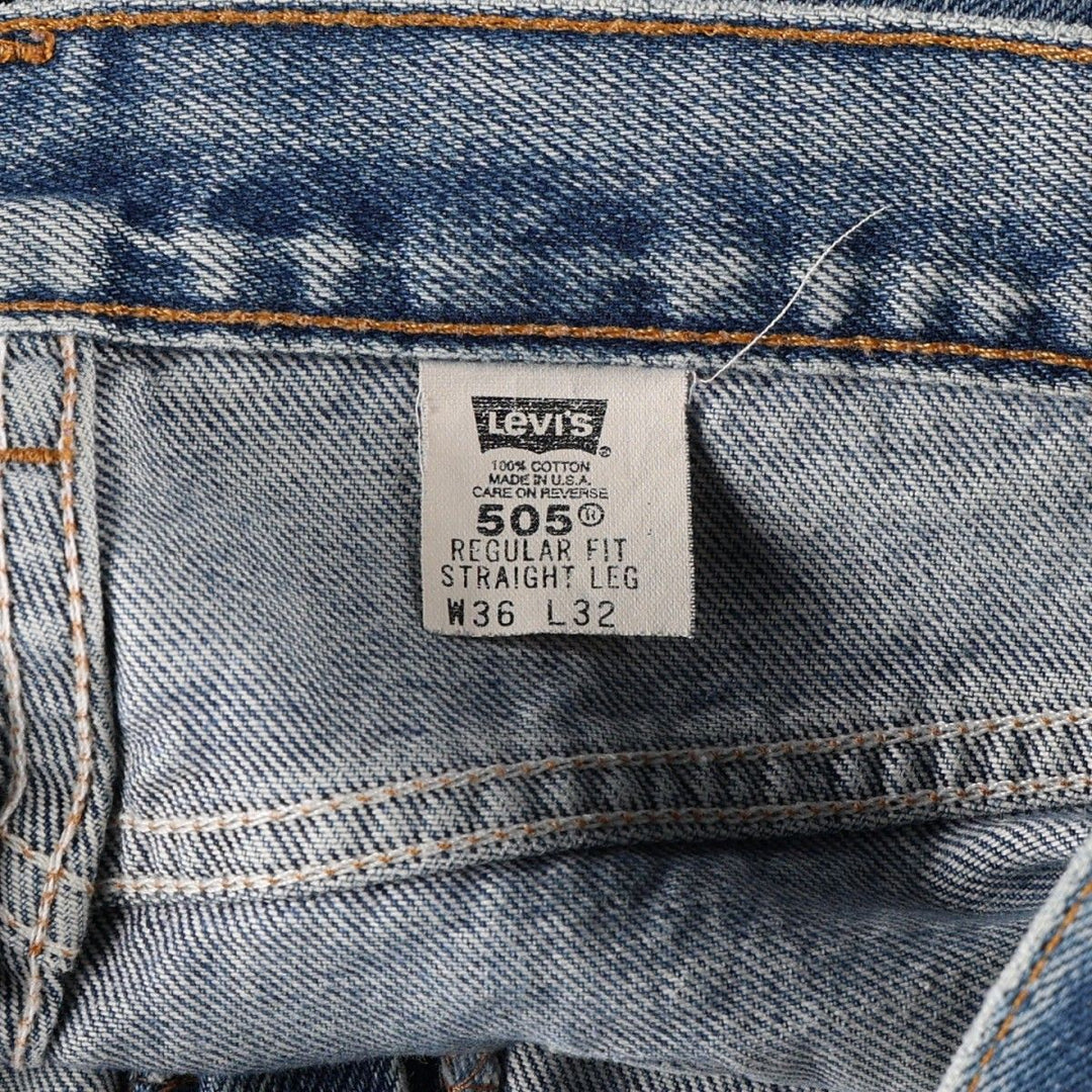 00'S Levi's 505 REGULAR FIT STRAIGHT LEG tapered denim pants made in USA, men's w36 equivalent cotton blue type Vintage Second Hand