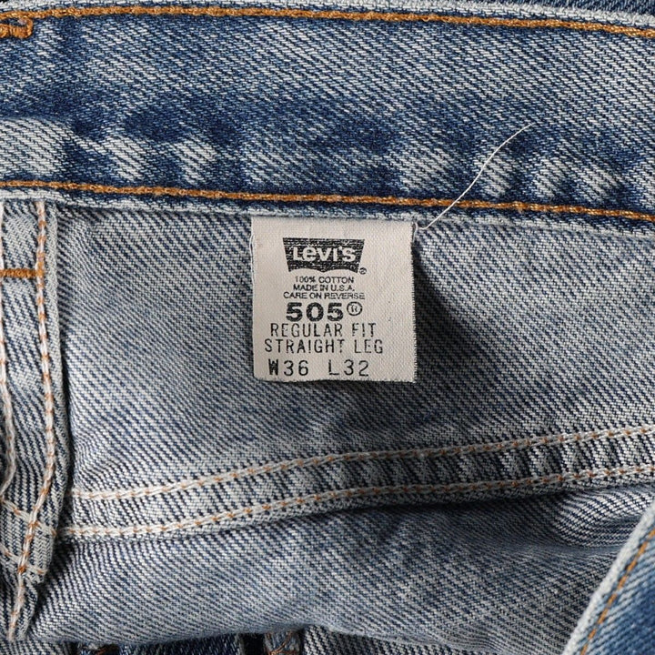 00'S Levi's 505 REGULAR FIT STRAIGHT LEG tapered denim pants made in USA, men's w36 equivalent cotton blue type Vintage Second Hand