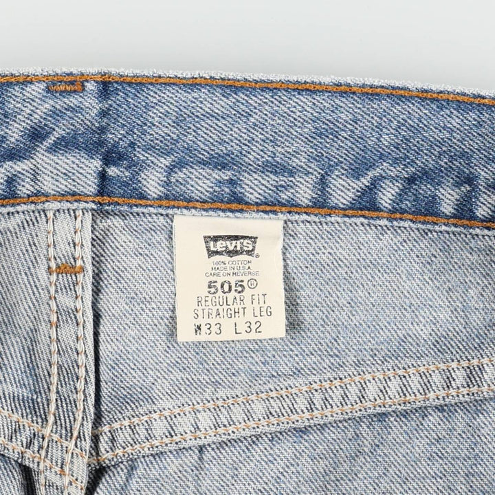00'S Levi's 505 REGULAR FIT STRAIGHT LEG tapered denim pants made in USA, men's size w32 cotton blue type Vintage Second Hand
