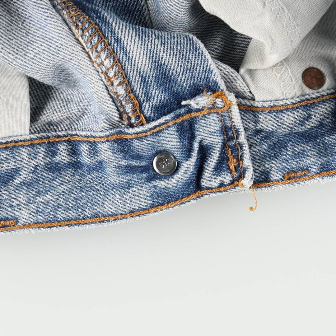00'S Levi's 505 REGULAR FIT STRAIGHT LEG tapered denim pants made in USA, men's size w32 cotton blue type Vintage Second Hand