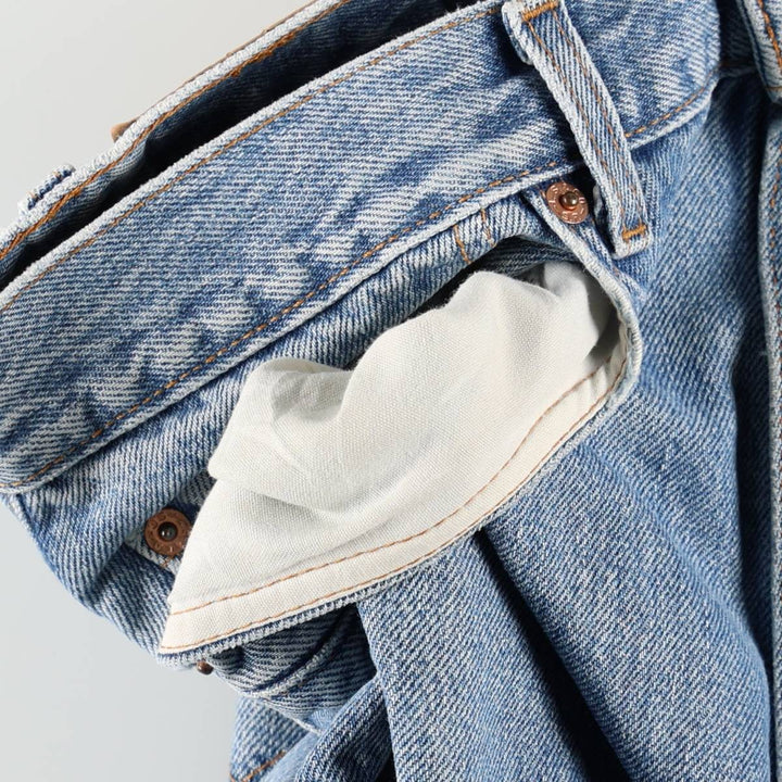 00'S Levi's 505 REGULAR FIT STRAIGHT LEG tapered denim pants made in USA, men's size w32 cotton blue type Vintage Second Hand