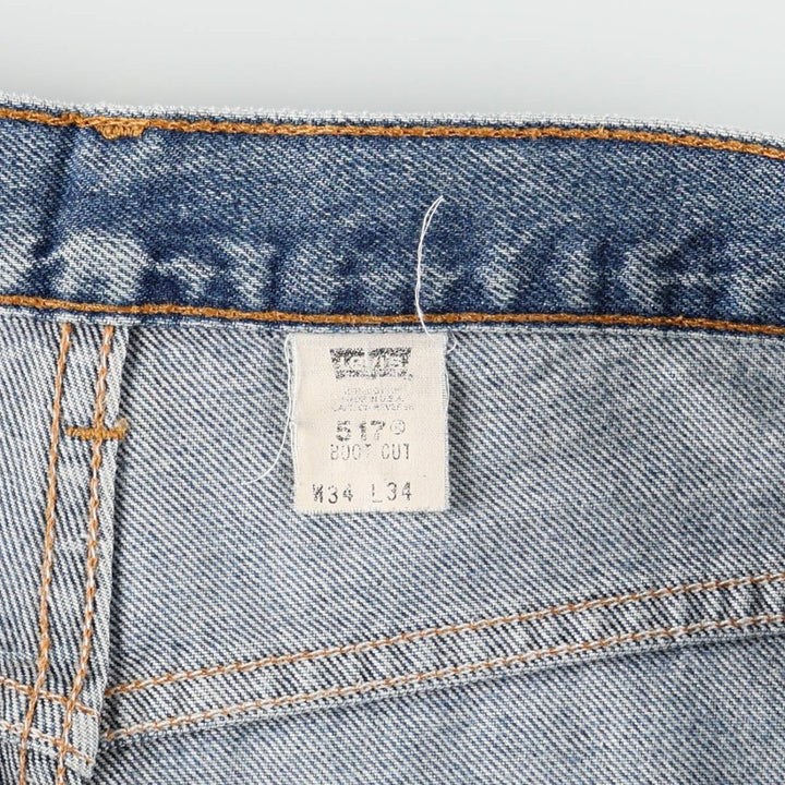 1990'S Levi's 517-0217 Bootcut Denim Pants, Made in USA, Men's Size W34 (approx.), Vintage unclear blue type Vintage Second Hand