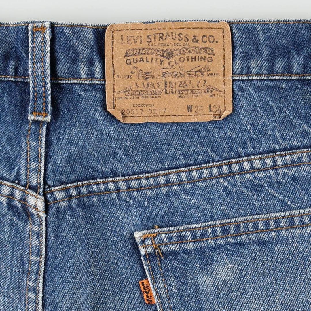 ~1980'S Levi's 20517-0217 Orange Tab Bootcut Denim Pants, Made in USA, Men's W36 (approx.), Vintage cotton blue type Vintage Second Hand