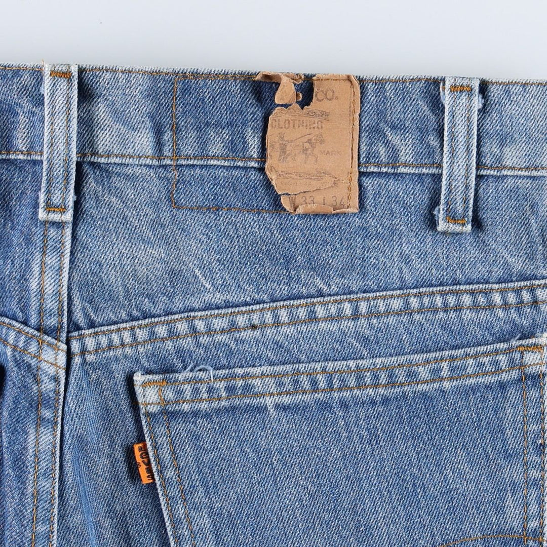 1980'S Levi's Orange Tab Bootcut Denim Pants, Made in USA, Men's Size W33 (approx.), Vintage Orange Tab unclear blue type Vintage Second Hand