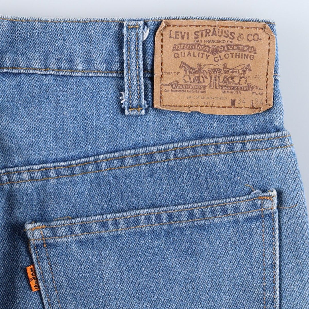 1970'S Levi's 517-0917 Orange Tab Bootcut Denim Pants, Made in USA, Men's Size W33 (approx.), Vintage cotton blue type Vintage Second Hand