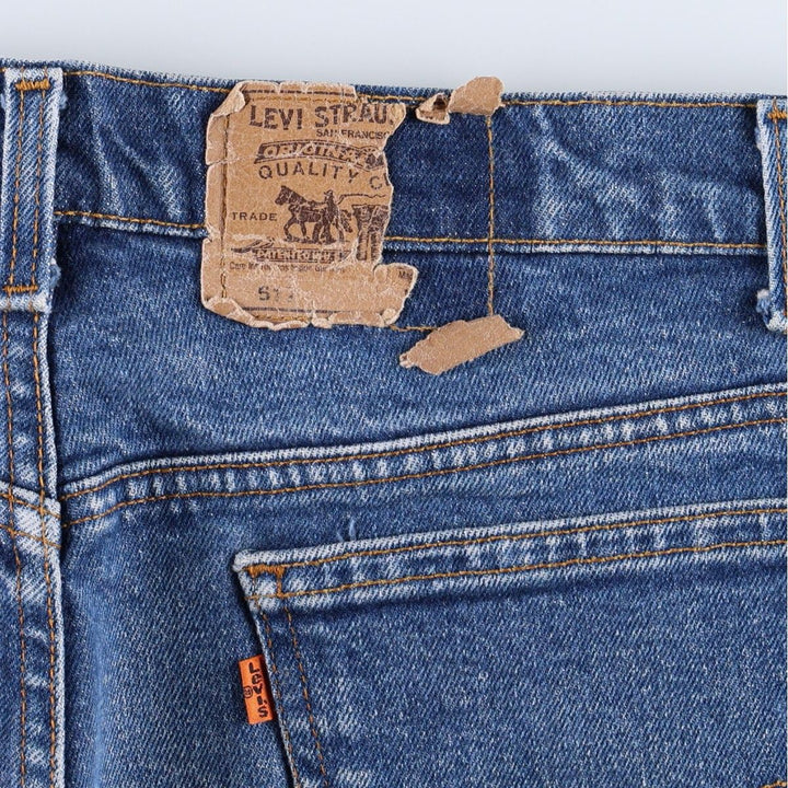 1990'S Levi's 40517-3616 Orange Tab Bootcut Denim Pants, Made in USA, Men's W35 (approx.), Vintage cotton blue type Vintage Second Hand