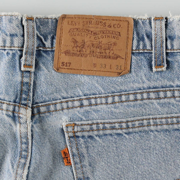 Levi's 517 Orange Tab Bootcut Denim Pants, Made in USA, Men's Size W31 (approx.), Vintage cotton blue type Vintage Second Hand