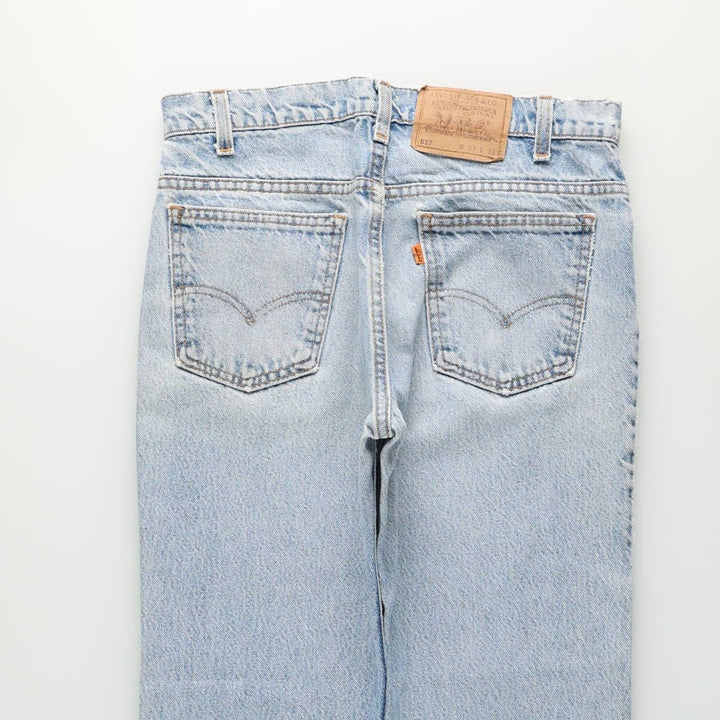 Levi's 517 Orange Tab Bootcut Denim Pants, Made in USA, Men's Size W31 (approx.), Vintage cotton blue type Vintage Second Hand