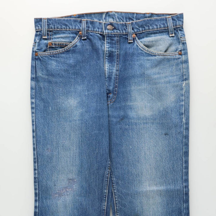 1980'S Levi's 20517 0217 Orange Tab Bootcut Denim Pants, Made in USA, Men's W35 (approx.), Vintage unclear blue type Vintage Second Hand