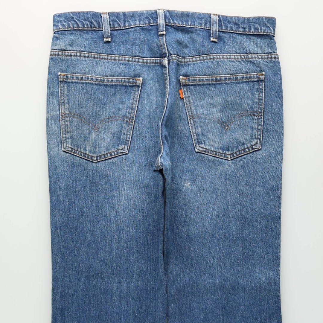 1980'S Levi's 20517 0217 Orange Tab Bootcut Denim Pants, Made in USA, Men's W35 (approx.), Vintage unclear blue type Vintage Second Hand