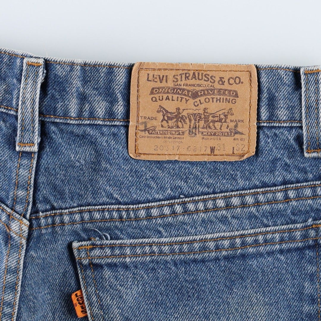 1990'S Levi's 20517 0217 Orange Tab Bootcut Denim Pants, Made in USA, Men's W30 (approx.), Vintage cotton blue type Vintage Second Hand