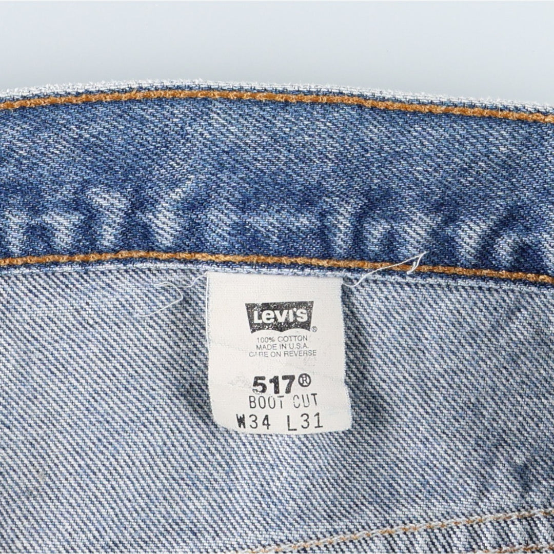 1990'S Levi's 00517-0217 Bootcut Denim Pants, Made in USA, Men's Size W33 (approx.), Vintage cotton blue type Vintage Second Hand