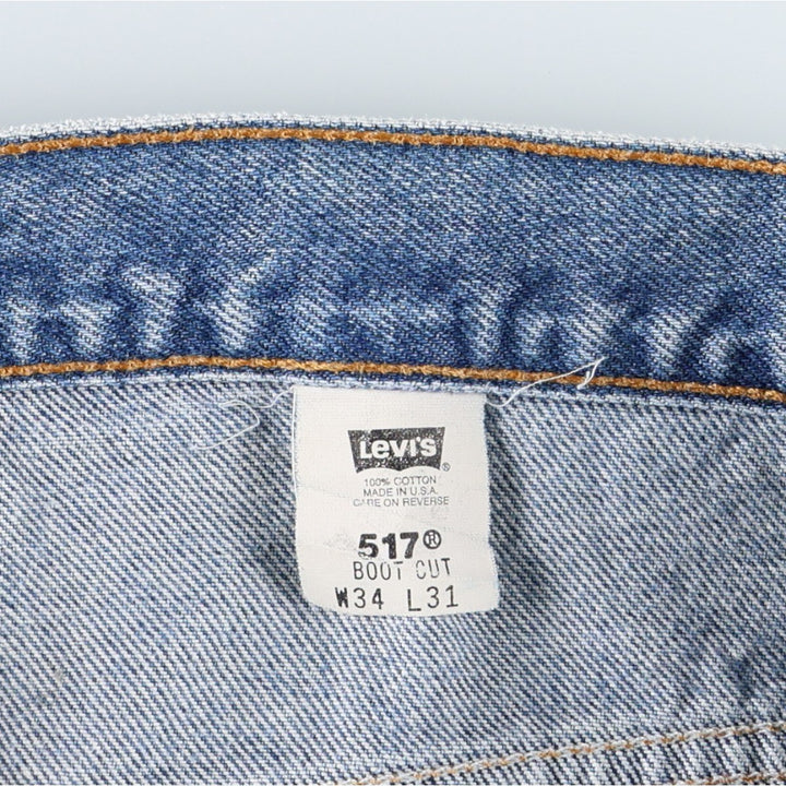 1990'S Levi's 00517-0217 Bootcut Denim Pants, Made in USA, Men's Size W33 (approx.), Vintage cotton blue type Vintage Second Hand