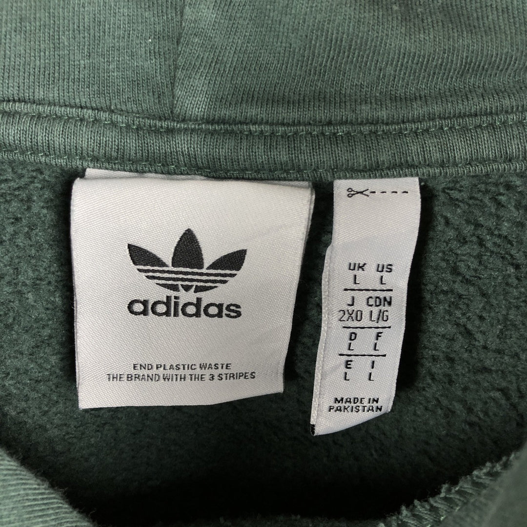 Adidas Originals Sweatshirt Pullover Hoodie, Men's Size L cotton green type Vintage Second Hand