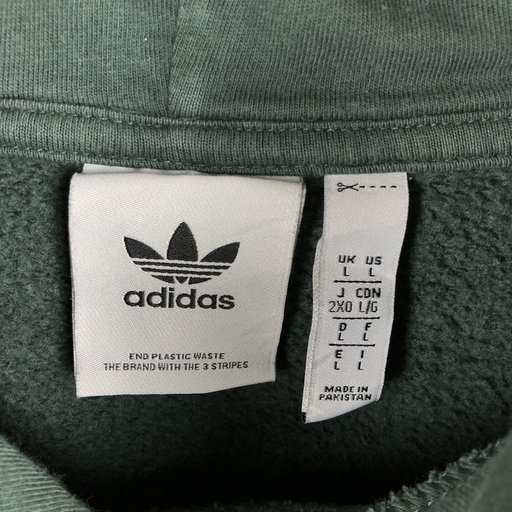 Adidas Originals Sweatshirt Pullover Hoodie, Men's Size L cotton green type Vintage Second Hand