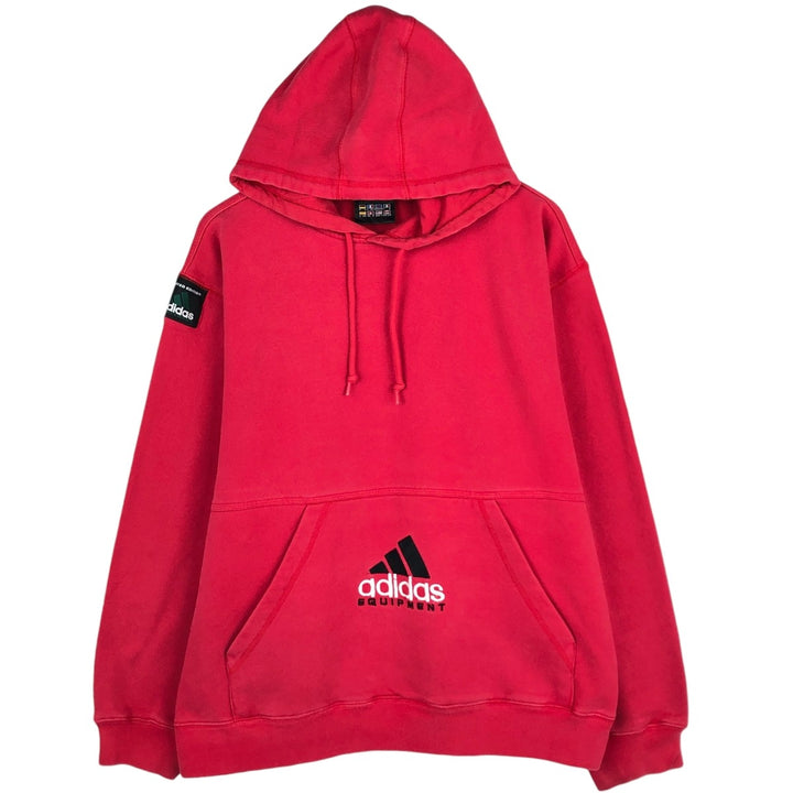Adidas sweatshirt pullover hoodie, men's size L cotton red type Vintage Second Hand