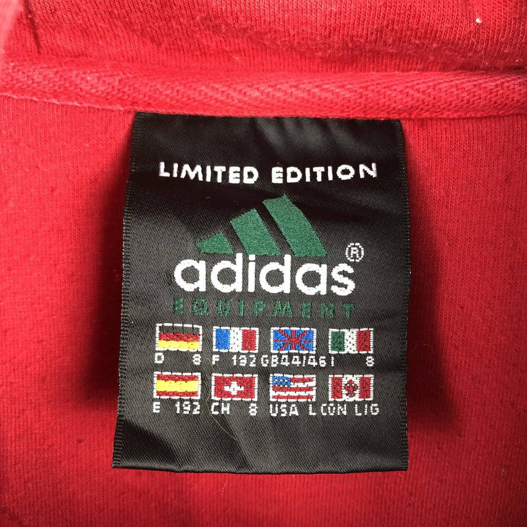 Adidas sweatshirt pullover hoodie, men's size L cotton red type Vintage Second Hand