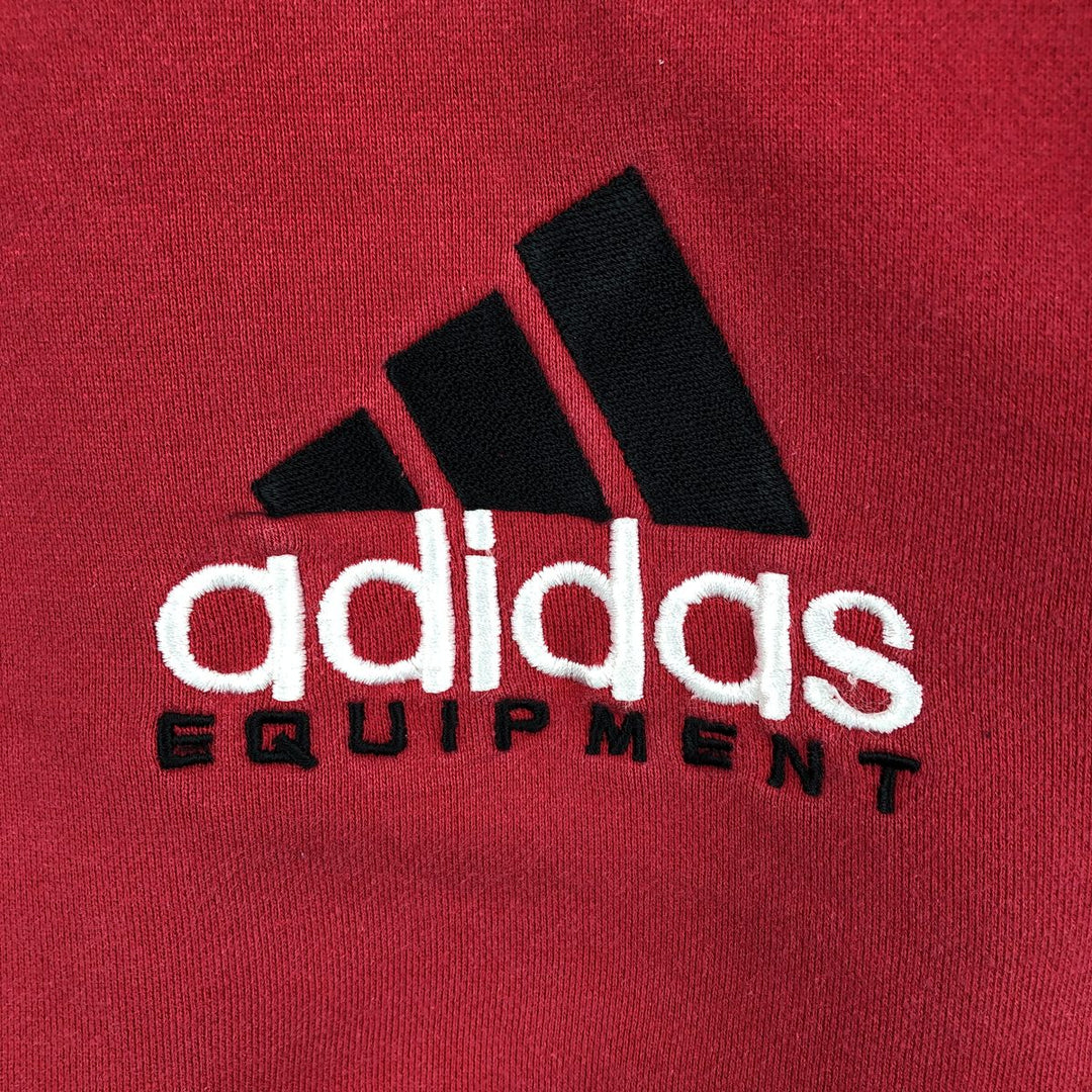 Adidas sweatshirt pullover hoodie, men's size L cotton red type Vintage Second Hand
