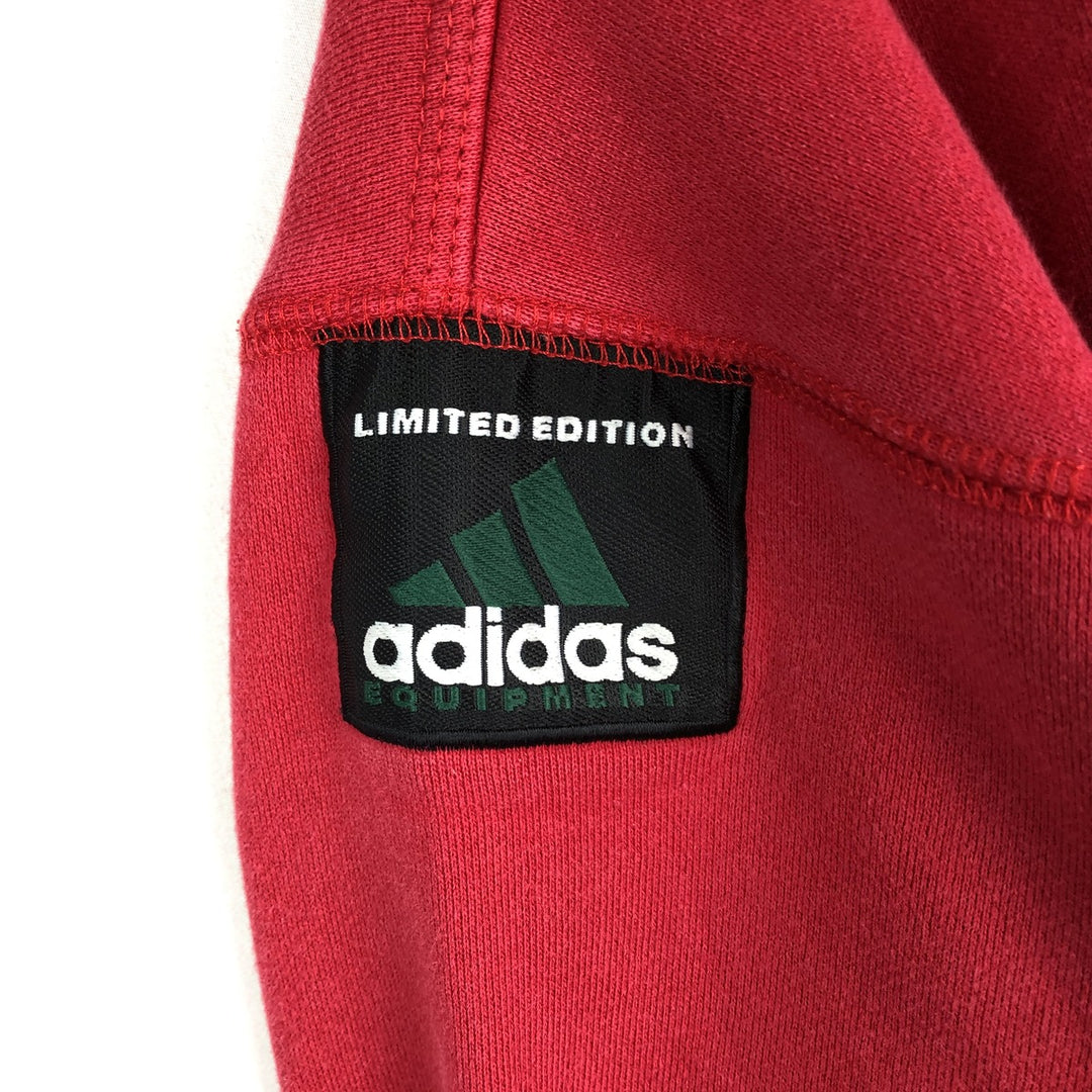 Adidas sweatshirt pullover hoodie, men's size L cotton red type Vintage Second Hand