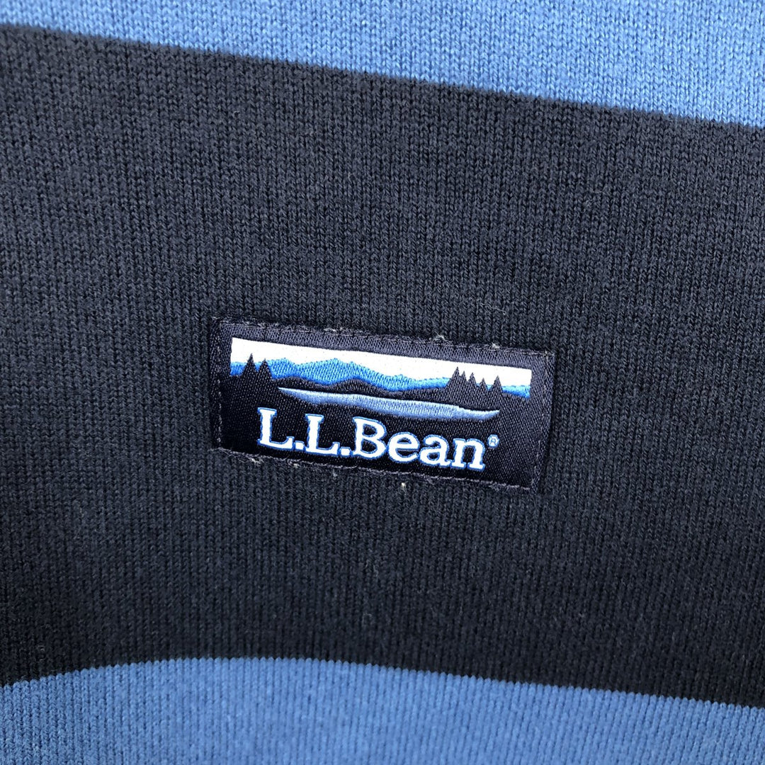 LLBean Striped Pattern Long-Sleeve Rugby Shirt, Men's Size M (approx.) cotton Blue type light blue Vintage Second Hand