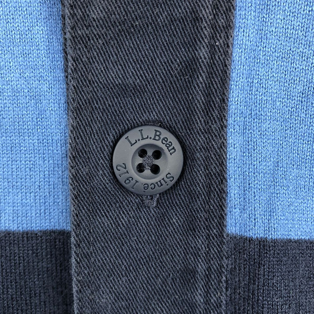 LLBean Striped Pattern Long-Sleeve Rugby Shirt, Men's Size M (approx.) cotton Blue type light blue Vintage Second Hand