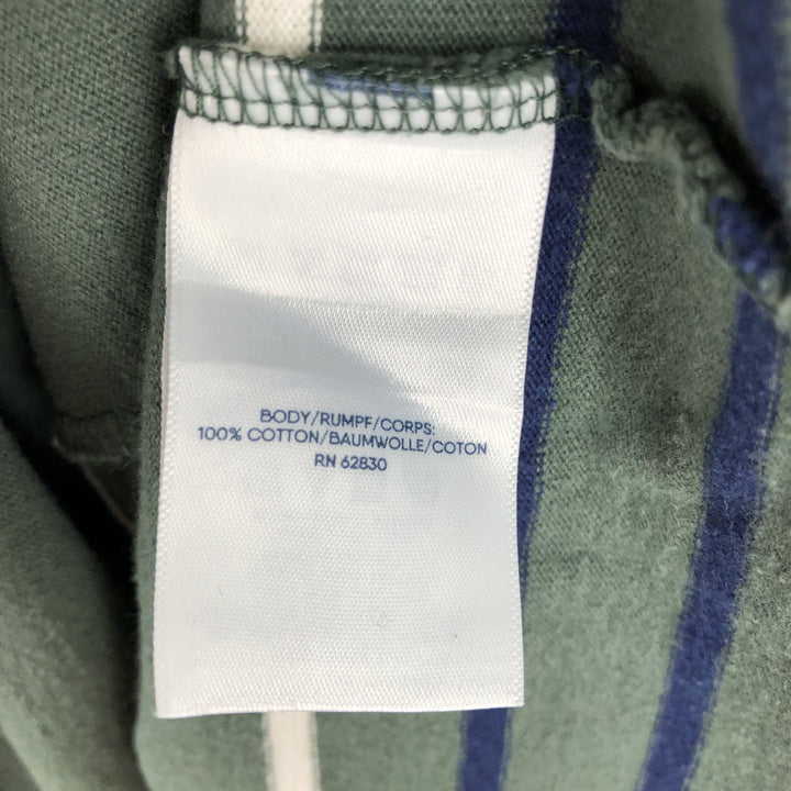 Lands' End Border Pattern Multi-Border Long-Sleeve Rugby Shirt, Men's Size XL (approx.) cotton green type Vintage Second Hand