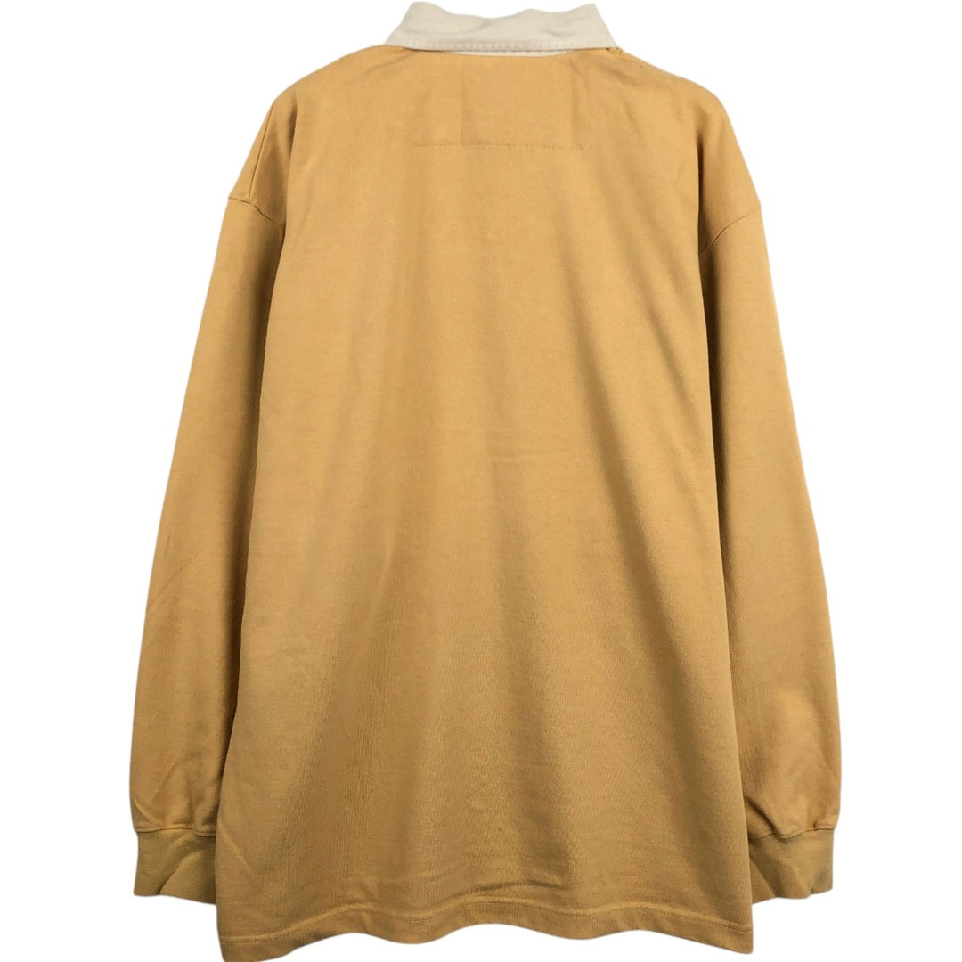 90'S LLBean Long-Sleeve Rugby Shirt, Men's Size L (Equivalent), Vintage cotton Beige type Vintage Second Hand