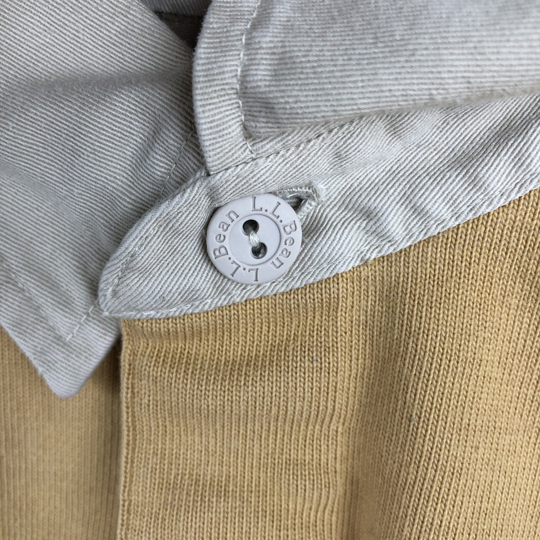 90'S LLBean Long-Sleeve Rugby Shirt, Men's Size L (Equivalent), Vintage cotton Beige type Vintage Second Hand