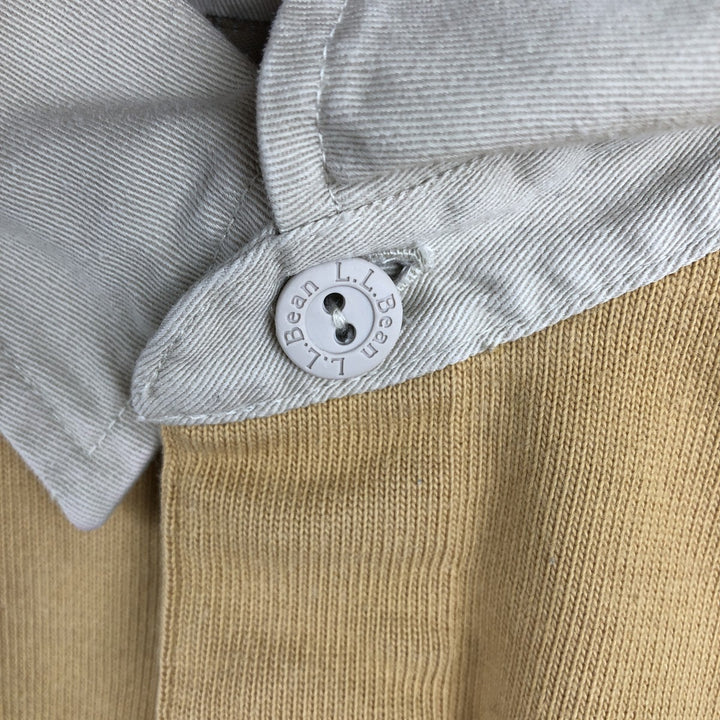 90'S LLBean Long-Sleeve Rugby Shirt, Men's Size L (Equivalent), Vintage cotton Beige type Vintage Second Hand
