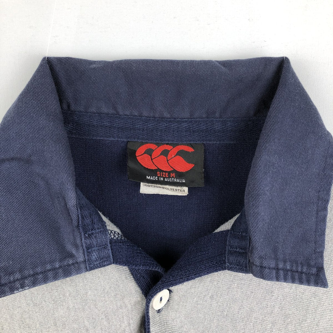 CANTERBURY OF NEW ZEALAND Long-Sleeve Rugby Shirt, Men's Size M (approx.) cotton navy blue type Vintage Second Hand